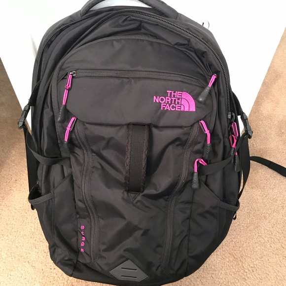 hot pink north face backpack